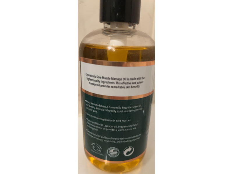 Cosmetasa Sore Muscle Massage Oil, Arnica Extract, 8.8 fl oz/260 mL
