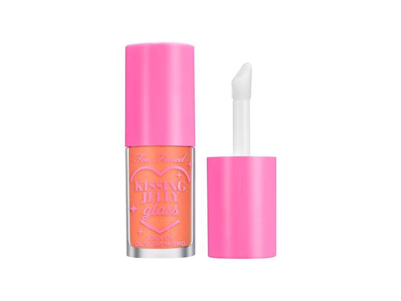 Too Faced Kissing Jelly Glass Juicy Lip Oil, 04 Peach Rings, 0.15 fl oz/4.50 mL