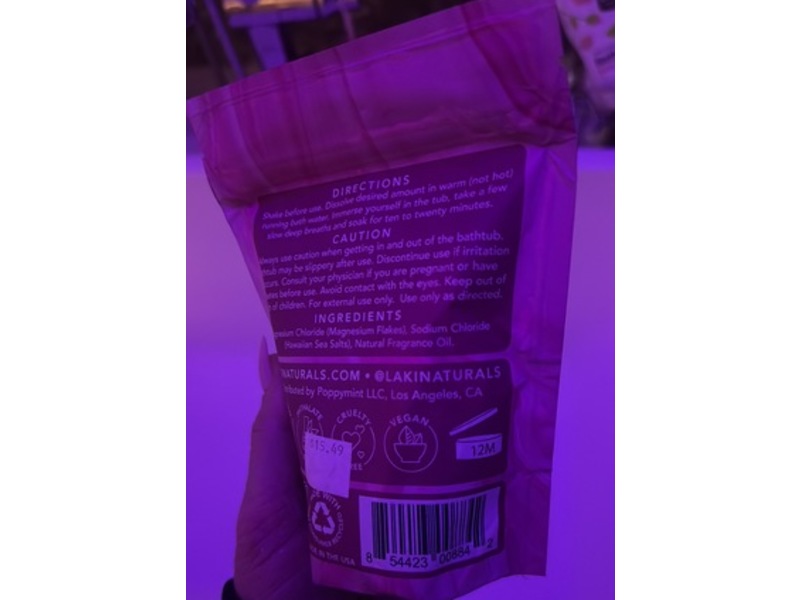 Laki Naturals Magnesium Crystal Flakes Bath Soak, Rose Garden, 8 fl oz/277 g