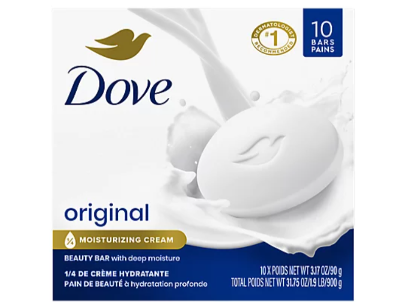 Dove Beauty Bar, Original, 3.17 oz/90 g, Pack Of 10
