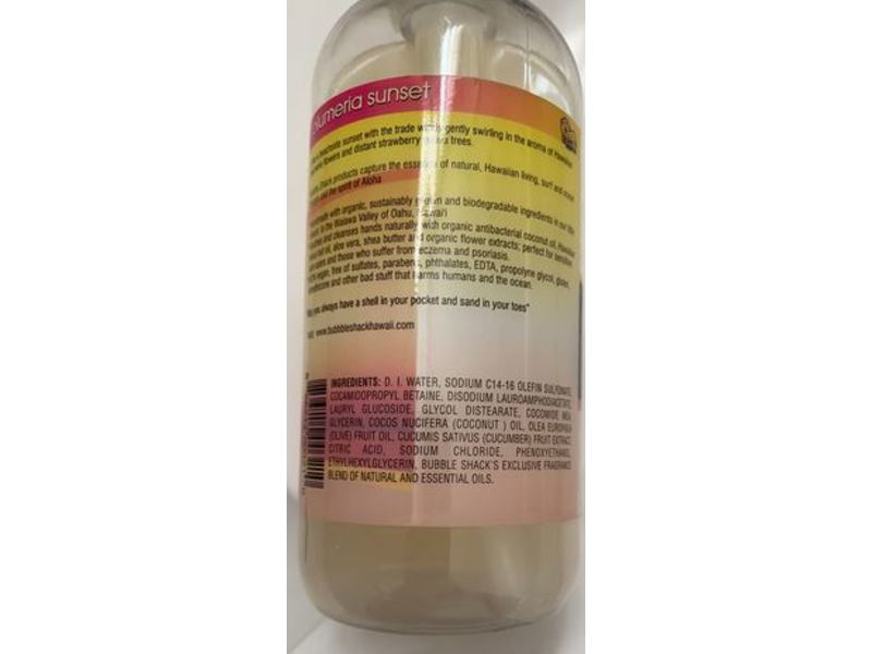 Bubble Shack Hawaii Plumeria Sunset Hand Soap, Aloe, 12 fl oz
