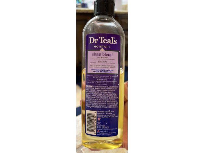 Dr Teal's Sleep Blend Moisturizing Bath & Body Oil, Melatonin & Essential Oils, 8.8 oz/260 mL