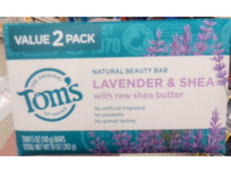 Tom's Of Maine Natural Beauty Bar Soap, Lavender & Shea, 5 oz/141 g, Pack Of 2