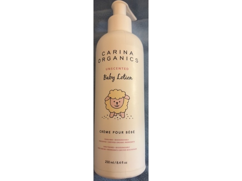 Carina Organics Extra Gentle Baby Lotion, Unscented, 8.4 fl oz/250 mL