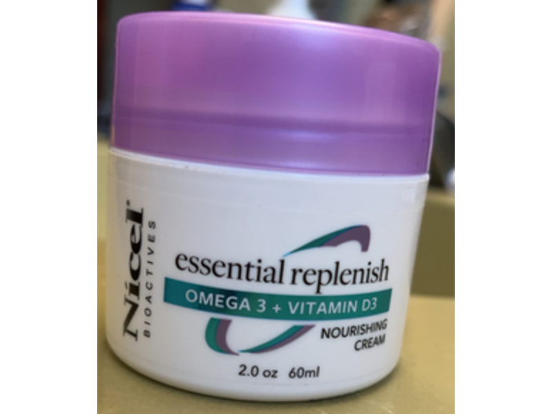 Nicel Bioactives Essential Replenish Nourishing Cream, Omega 3 and Vitamin D3, 2.0 oz/60 mL