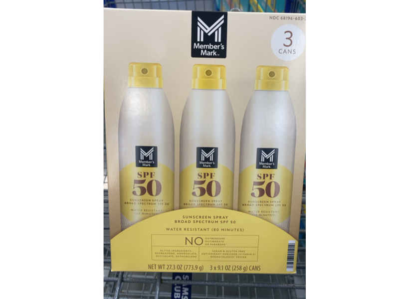 Member's Mark Sunscreen Spray, SPF 50, 9.1 oz/258 g, Pack Of 3