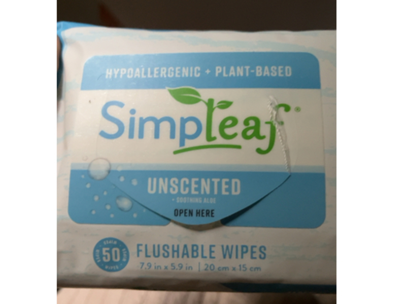 Simpleaf Flushable Wipes, + Soothing Aloe, 50 Count