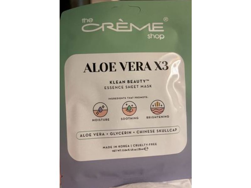 The Creme Shop Aloe Vera Essence Sheet Mask, 0.84 fl oz/25 mL