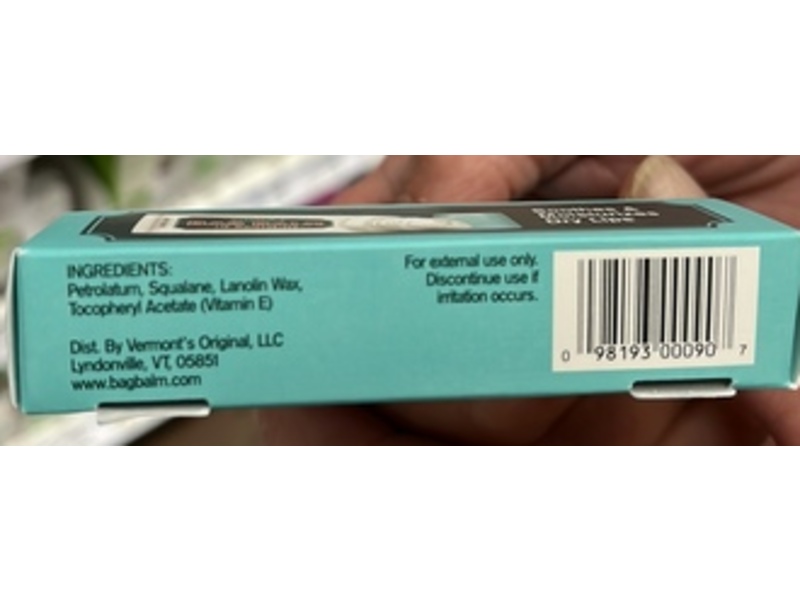 Bag Balm Lip Moisturizer, Vitamin E, Fragrance Free, 0.3 oz/8.5 g, Pack Of 4