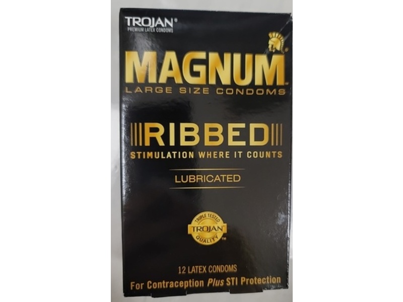 Trojan Magnum Ribbed Lubricated Condoms, Large Size, Pack Of 72