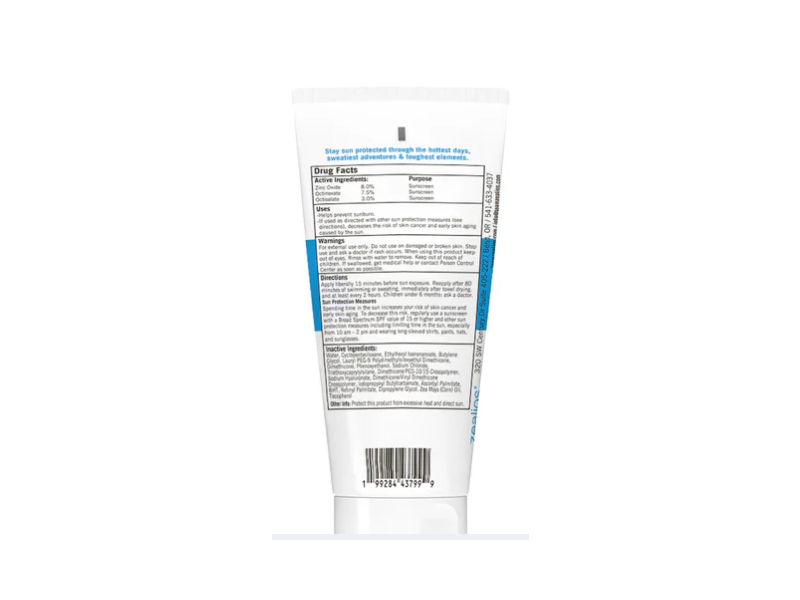 Zealios Sport Performance Sun Barrier, SPF 45 , 3 fl oz/88 mL