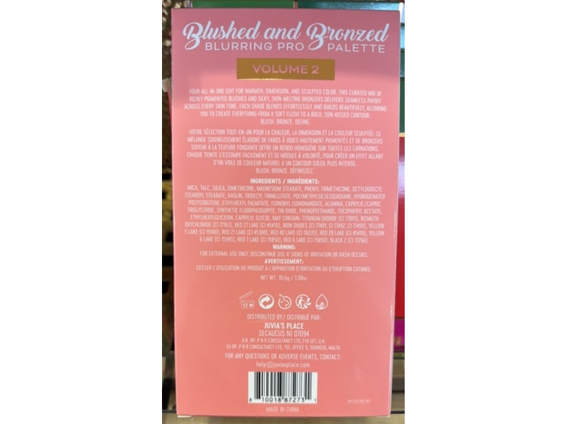 Juvia’s Place Blushed & Bronzed Blurring Pro Palette, Volume 2, 1.08 oz/30.6 g