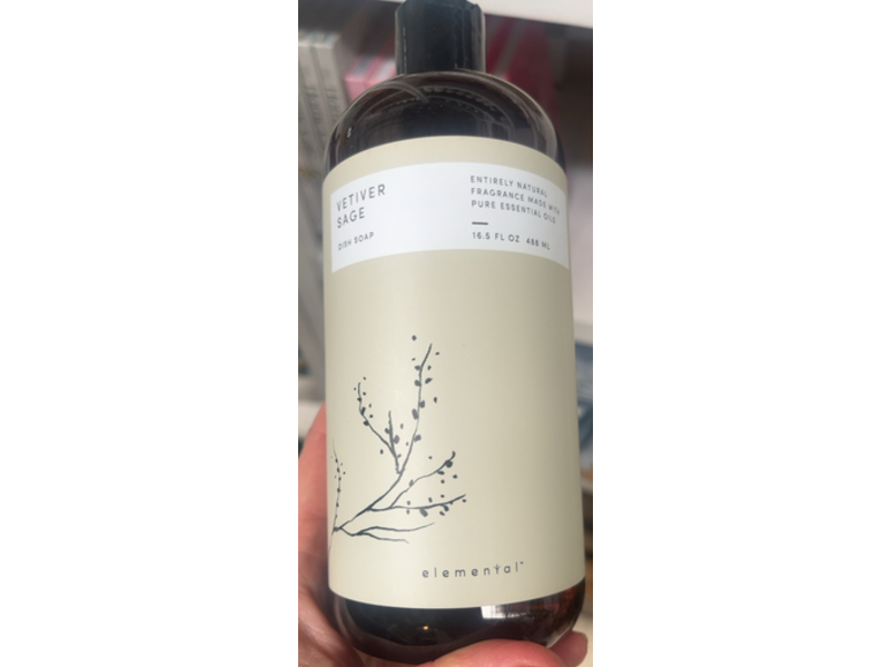 Elemental Vetiver Sage Dish Soap, 16.5 fl oz/488 mL