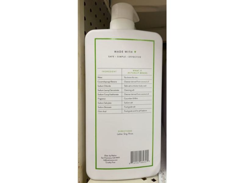 Native Body Wash, Cucumber & Mint, 36 oz/1064 mL