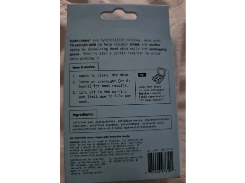 Starface Hydro-Star Patches , Blue, 32 Count