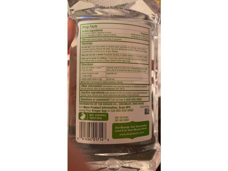 Simple Truth Breath & Gum Cleanser, Herbal Mint, 33.8 fl oz/1L