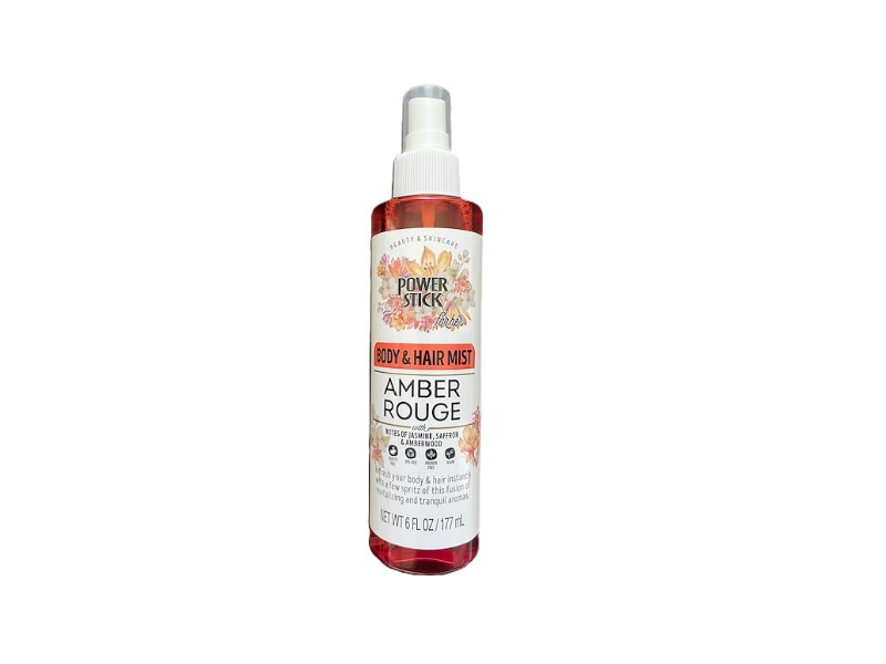 Power Stick Amber Rouge Body & Hair Mist, Jasmine, Saffron & Amberwood, 6 fl oz/177 mL