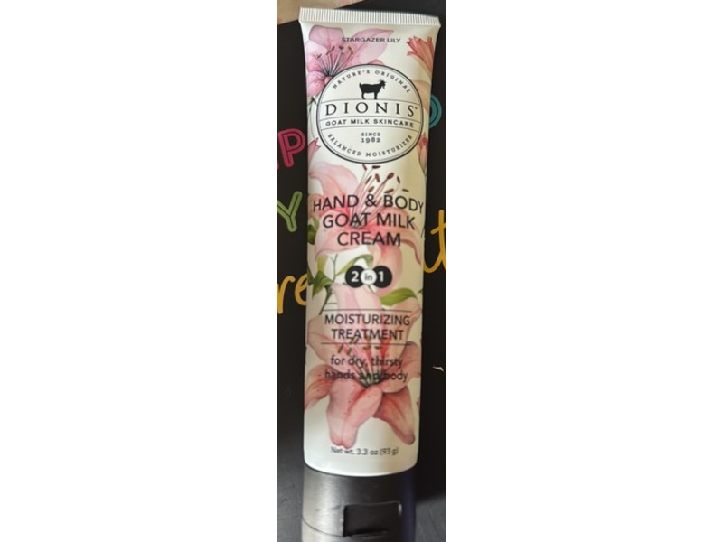 Dionis Goat Milk Skincare Hand & Body Cream, Stargazer Lily, 3.3 oz/93 g