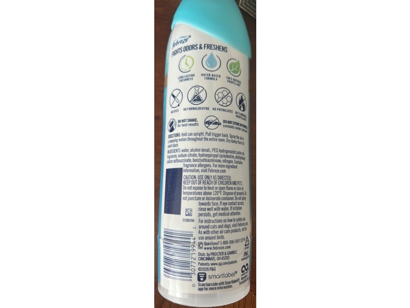Febreze Refresh & Energize Air Mist, Zesty Orange Blossom, 8.1 oz/230 g
