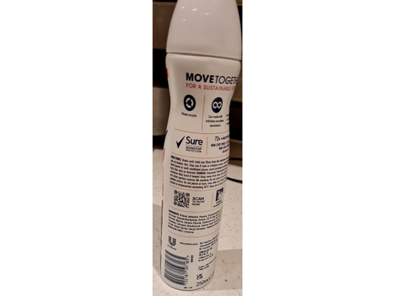 Sure Anti White Marks & Yellow Stains Antiperspirant, Invisible Pure, Unbeatable, 250 mL