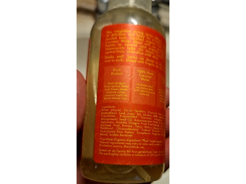 Shea Moisture Weightless Texture Spray, Fruit Fusion Coconut Water, 4 fl oz/118 mL