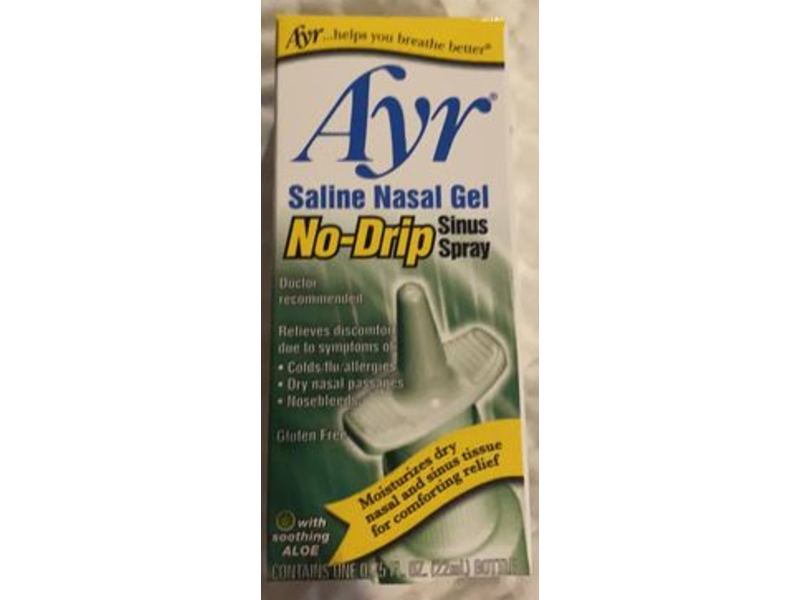 Ayr Saline Nasal Gel No-Drip Sinus Spray, Soothing Aloe, 0.75 fl oz/22 mL