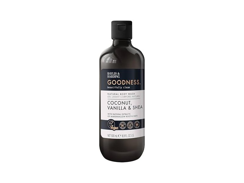 Baylis & Harding Goodness Natural Body Wash, Coconut, Vanilla & Shea, 16.9 fl oz/500 mL