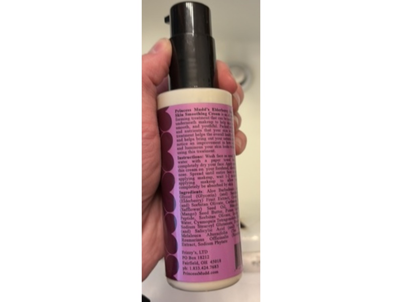 Princess Mudd Elderberry Royal Glow Skin Smoothing Cream, Pea Peptide & Inulin, 4 fl oz/120 mL