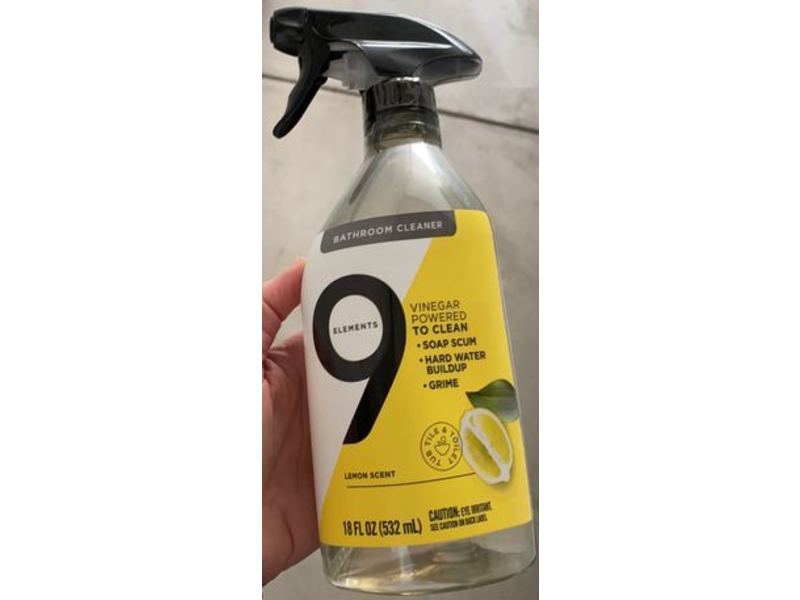 9 Elements Bathroom Cleaner, Lemon Scent, 18 fl oz/532 mL