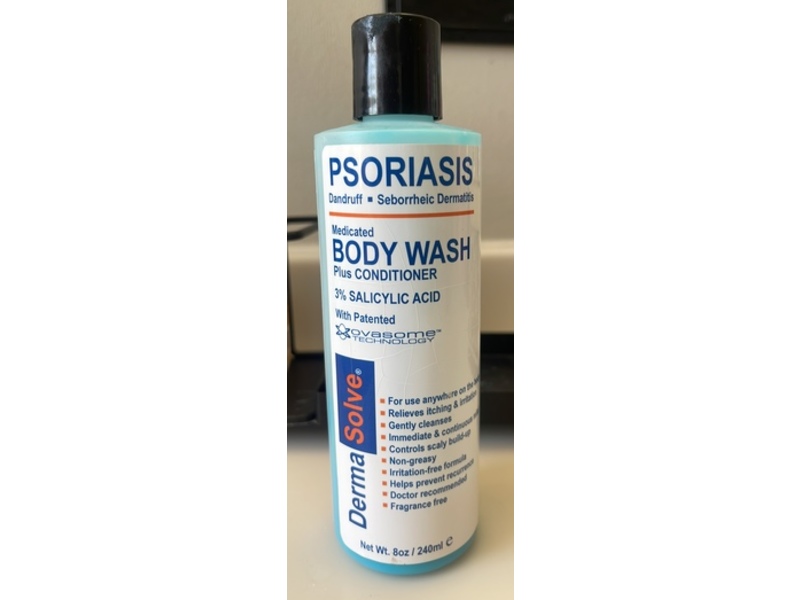 Derma Solve Psoriasis Medicated Body Wash, Salicylic Acid, 8 fl oz/240 mL, Pack Of 2