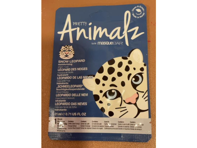 Pretty Animalz​ Snow Leopard Sheet Mask, 0.71 fl oz/21 mL, 1 Count