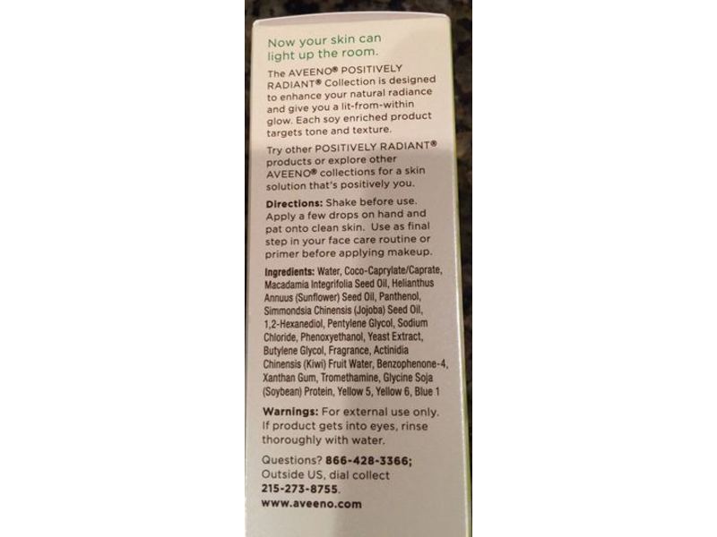 Aveeno Positively Radiant Max Glow, Serum + Primer, 1.5 fl oz/45 mL
