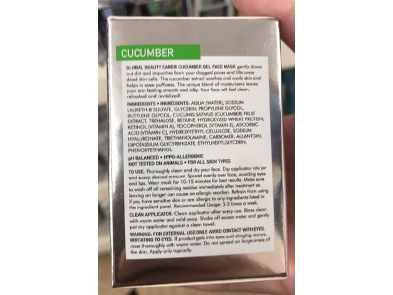 Global Beauty Care Face Mask, Cucumber, 1.7 oz/50 mL