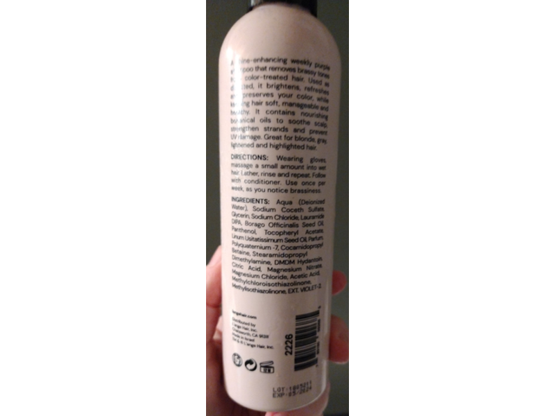 L'ange Violet Purple Toning Shampoo, 8.45 fl oz/250 mL