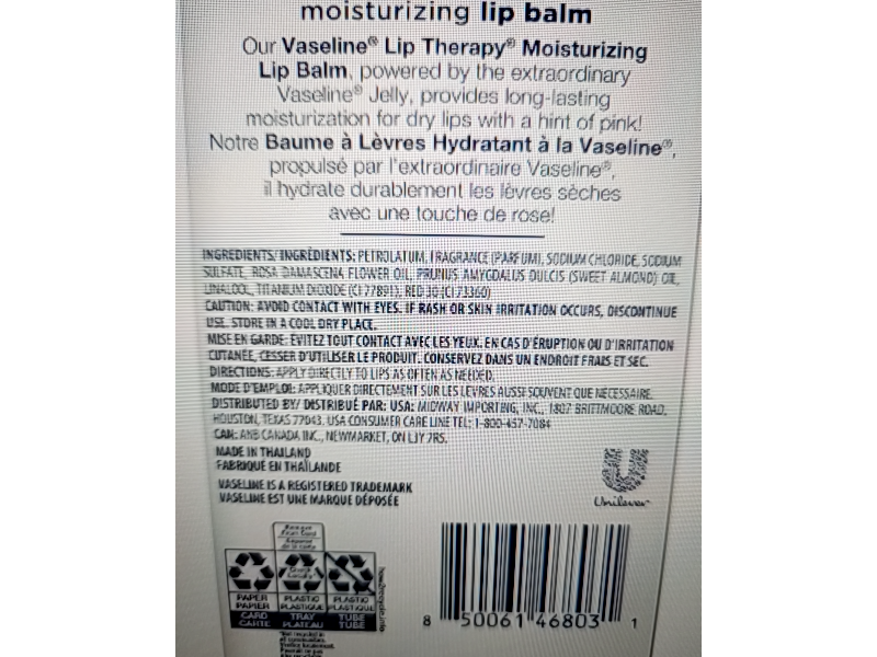 Vaseline Lip Therapy Moisturizing Lip Balm Duo, Rosy Lips, 0.35 oz/10 g, Pack Of 2