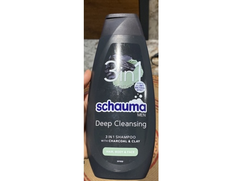 Schauma 3 In 1 Deep Cleansing Shampoo, Charcoal & Clay, 400 mL