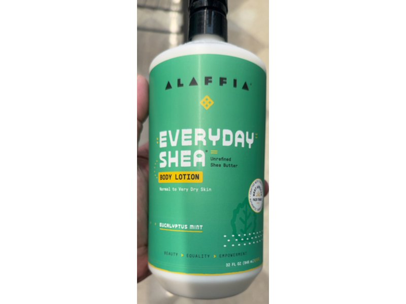 Alaffia Everyday Shea Body Lotion, Eucalyptus Mint, 32 fl oz/346 mL