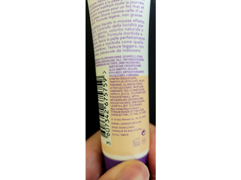 Rimmel Stay Matte Foundation, 081 Fair Ivory, 1 fl oz/30 mL