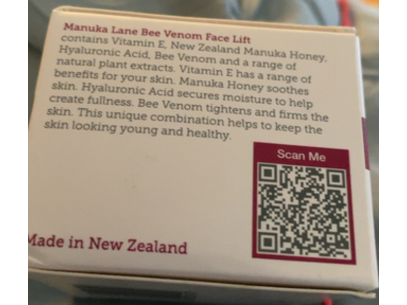 Manuka Lane Bee Venom Face Lift Cream, Vitamin E, Manuka Honey, 1.69 fl oz/50 mL