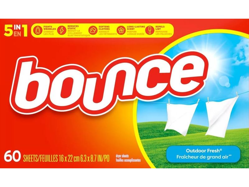 Bounce Dryer Sheets, Outdoor Fresh, 60 Count, 2 Pack