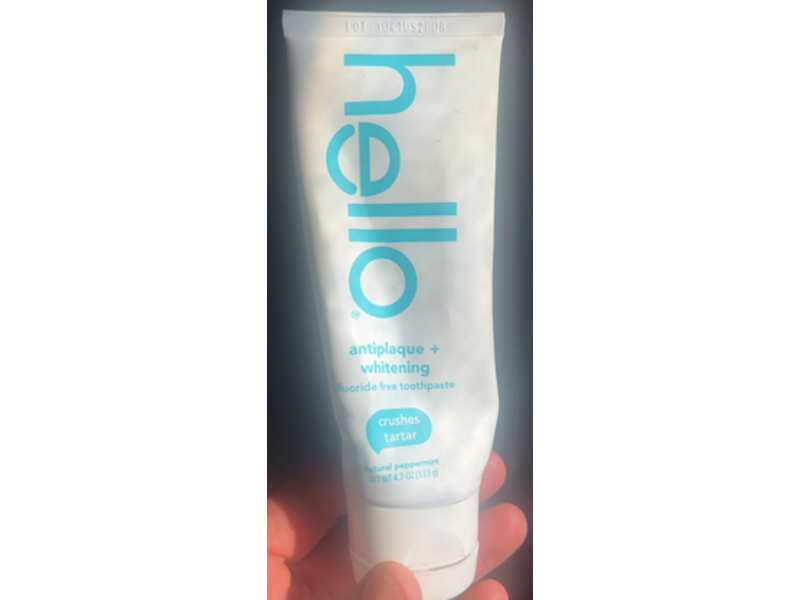 Hello Antiplaque + Whitening Fluoride Free Toothpaste, Natural Peppermint, 4.7 oz/133 g