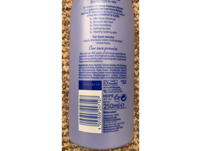 Nivea 5 In 1 Complete Care Irresistibly Smooth Body Lotion, Shea Butter, 250 mL