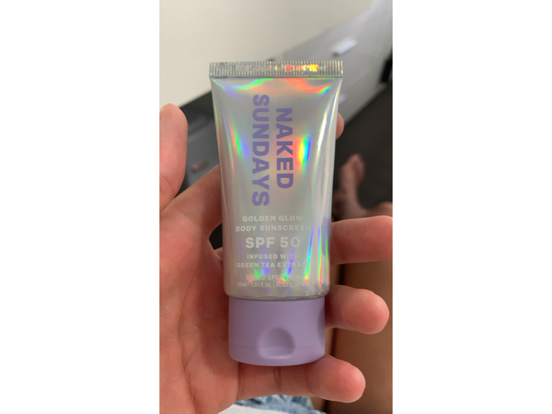 Naked Sundays Golden Glow Body Sunscreen, SPF 50, Green Tea, 1.01 fl oz/30 mL