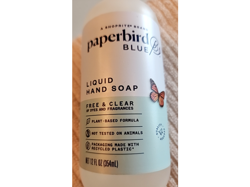 Paperbird Blue Liquid Hand Soap, Free & Clear, 12 fl oz/354 mL