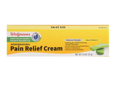 Walgreens Hemorrhoidal Pain Relief Cream, Aloe & Vitamin E, 1.8 oz/51 g
