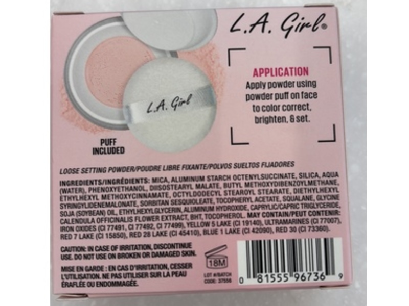 L.A. Girl Pro Setting Brightening Loose Powder, Soft Pink, 0.176 oz/5 g