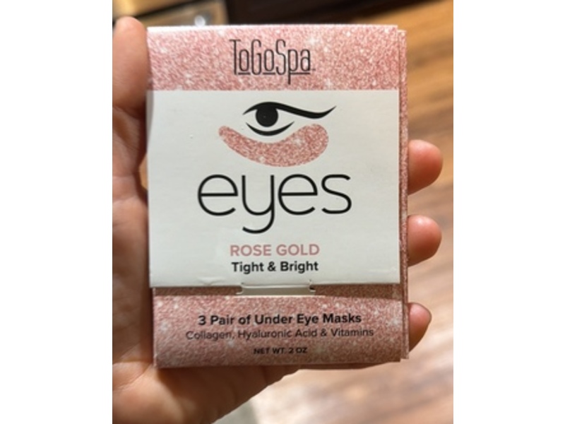 ToGoSpa Under Eye Masks, Rose Gold, 2 oz, Pair Of 3