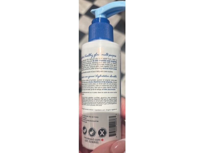 Natures Aid Moisturizing Gel, Sweet Almond & Argan Oil, 4.23 oz/125 mL