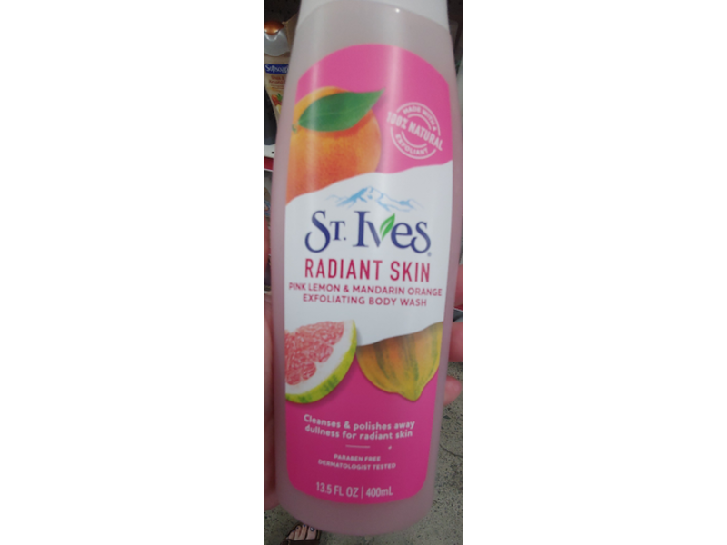 St. Ives Radiant Skin Exfoliating Body Wash, Pink Lemon & Mandarin Orange, 13.5 fl oz/400 mL