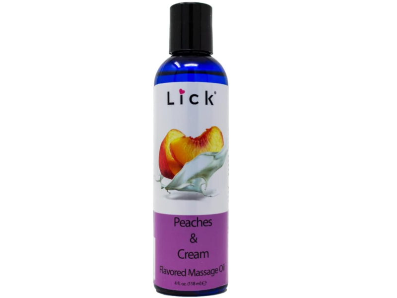 Lick Flavored Massage Oil, Peaches & Cream, 4 fl oz/118 mL